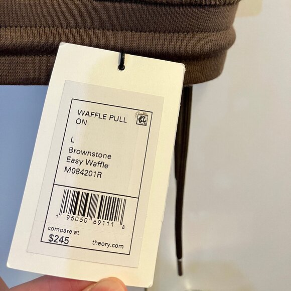 Theory Brown Easy Sweatpant in Waffle Knit Cotton - Large - Picture 7 of 11